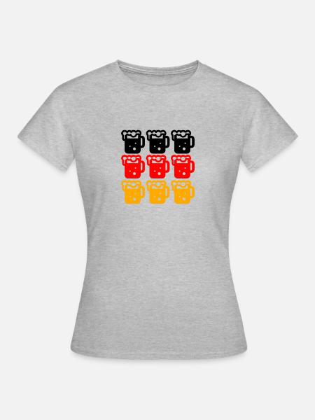 Deutschland Bier Flagge - Frauen T-Shirt - Grau meliert