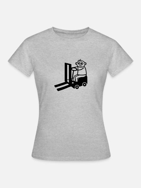Gabelstapler & Fahrer - Frauen T-Shirt - Grau meliert