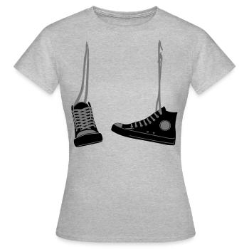Hanging shoes - Women's T-Shirt - heather grey - Front - AI Model Female 172 dark (172cm)