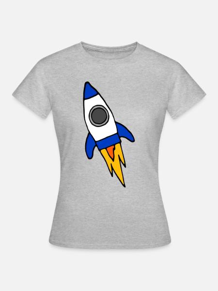 Blaue Rakete Comic - Frauen T-Shirt - Grau meliert