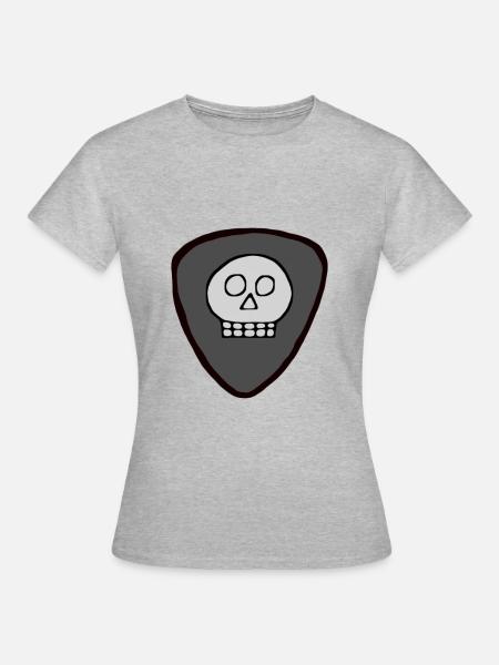 Plektrum Totenkopf - Frauen T-Shirt - Grau meliert