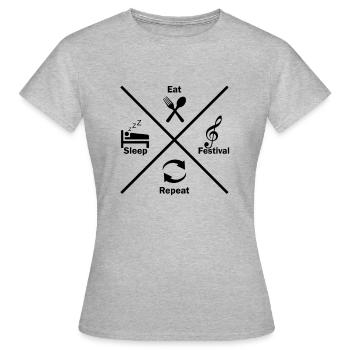 Mangez Sleep Festival Repeat - T-shirt Femme - gris chiné - Devant - AI Model Female 172 dark (172cm)