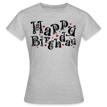 Anniversaire, Joyeux anniversaire, Félicitations, Voeux - T-shirt Femme - gris chiné - Devant - AI Model Female 172 dark (172cm)
