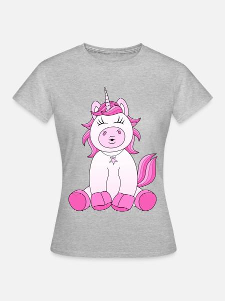 Einhorn Kussmund - Frauen T-Shirt - Grau meliert
