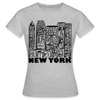 Hochhäuser Wolkenkratzer New York - Frauen T-Shirt - Grau meliert - Vorne - AI Model Female 172 dark (172cm)