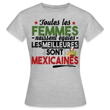 Mexicaine Mexique Femme Cadeau Espagnol Humour - T-shirt Femme - gris chiné - Devant - AI Model Female 172 dark (172cm)
