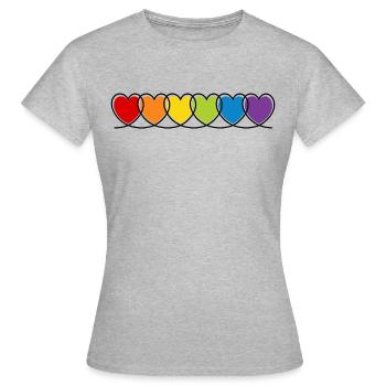 LGBT CSD LGBTQ+ HERZ REGENBOGEN HERZEN PRIDE MONTH - Frauen T-Shirt - Grau meliert - Vorne - AI Model Female 172 dark (172cm)