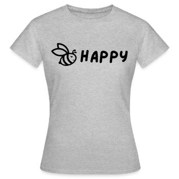 Bee Happy, Be Happy - Frauen T-Shirt - Grau meliert - Vorne - AI Model Female 172 dark (172cm)