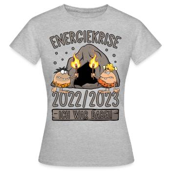 Energiekrise 2022/2023 Ich war dabei! Steinzeit - Frauen T-Shirt - Grau meliert - Vorne - AI Model Female 172 dark (172cm)