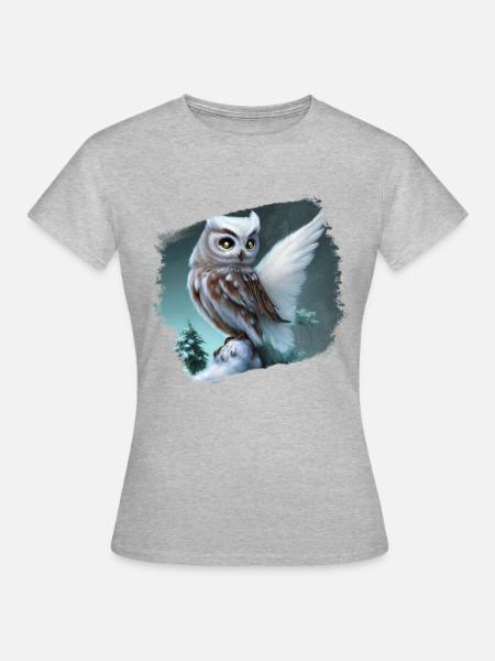 Schneeeule - Frauen T-Shirt - Grau meliert