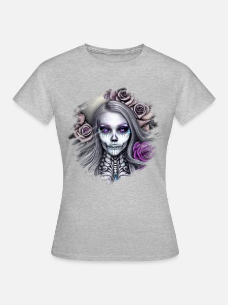 Skelett Frau - Frauen T-Shirt - Grau meliert