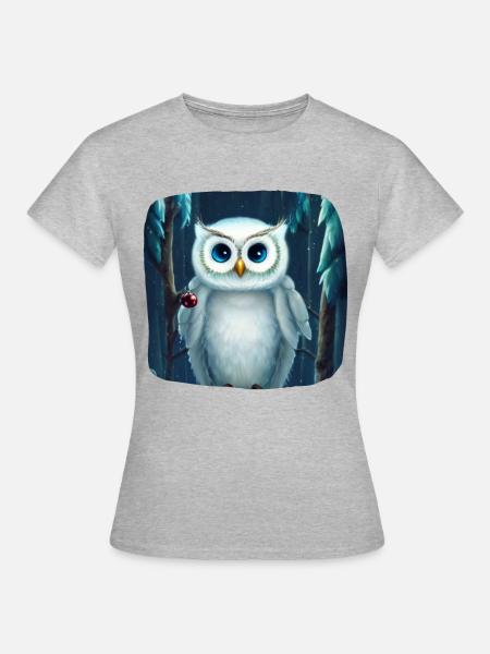Weihnachtsmotiv Schneeeule - Frauen T-Shirt - Grau meliert