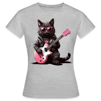 Cool Cat Serenade : épaisse, rose et épique - T-shirt Femme - gris chiné - Devant - AI Model Female 172 dark (172cm)