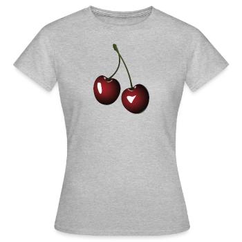 Cerises cerises - T-shirt Femme - gris chiné - Devant - AI Model Female 172 dark (172cm)