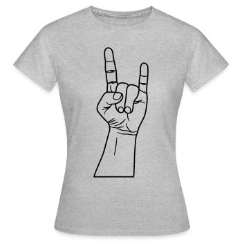 Rocker Rock Hardrock Rockergruß Metal Hand Finger - Frauen T-Shirt - Grau meliert - Vorne - AI Model Female 172 dark (172cm)