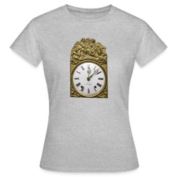Die Comtoise oder auch Burgunder-Uhr - Frauen T-Shirt - Grau meliert - Vorne - AI Model Female 172 dark (172cm)