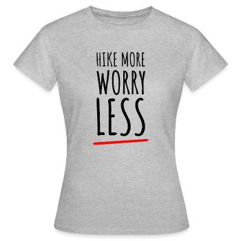 Hike More Worry Less. Wanderung Wandern Design - Frauen T-Shirt - Grau meliert - Vorne - AI Model Female 172 dark (172cm)
