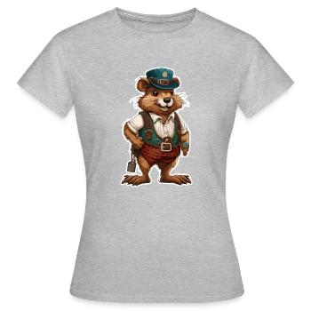 Lederhosen / Animal / Costume traditionnel / Tradition / Castor - T-shirt Femme - gris chiné - Devant - AI Model Female 172 dark (172cm)