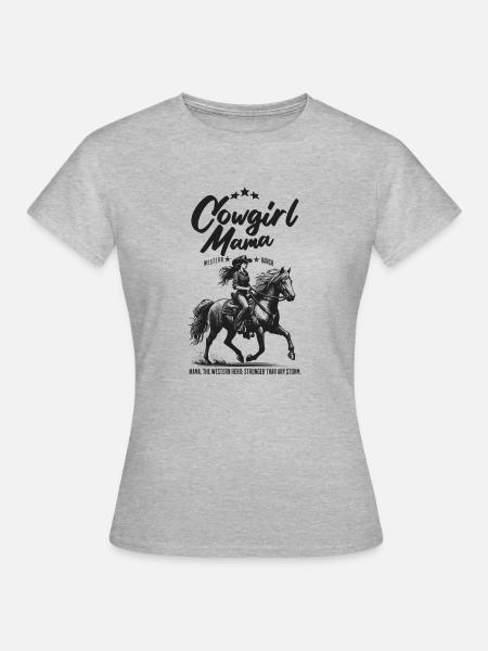 Western Reiten Mama Geschenk für Pferdeliebhaber - Frauen T-Shirt - Grau meliert