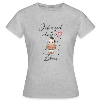 Frau Mädchen Liebe Herz Zebra - Frauen T-Shirt - Grau meliert - Vorne - AI Model Female 172 dark (172cm)