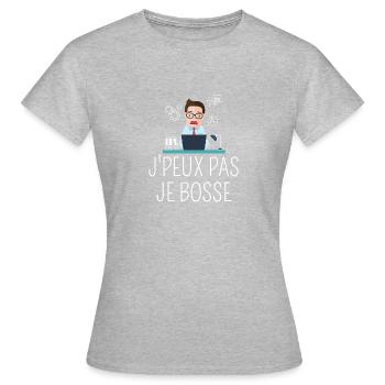 J'peux pas je bosse - T-shirt Femme - gris chiné - Devant - AI Model Female 172 dark (172cm)