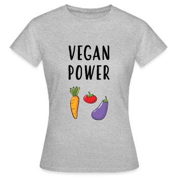 Vegane Kraft - Frauen T-Shirt - Grau meliert - Vorne - AI Model Female 172 dark (172cm)