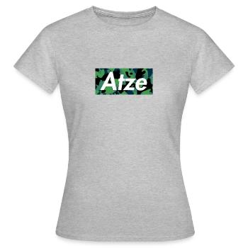 Atze Camouflage v1 - Frauen T-Shirt - Grau meliert - Vorne - AI Model Female 172 dark (172cm)
