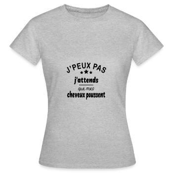 J'peux pas j'attends que mes cheveux poussent - T-shirt Femme - gris chiné - Devant - AI Model Female 172 dark (172cm)