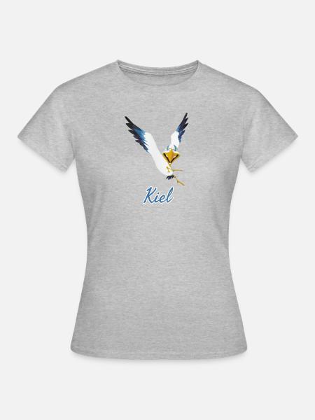 Lachmöwe aus Kiel - Frauen T-Shirt - Grau meliert
