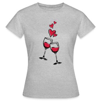 rotwein herzen - Frauen T-Shirt - Grau meliert - Vorne - AI Model Female 172 dark (172cm)