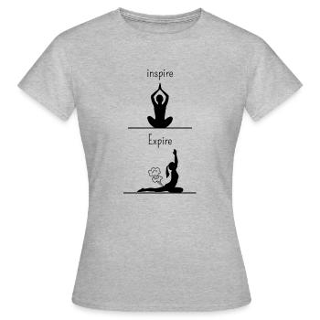 inspire expire yoga humour - T-shirt Femme - gris chiné - Devant - AI Model Female 172 dark (172cm)