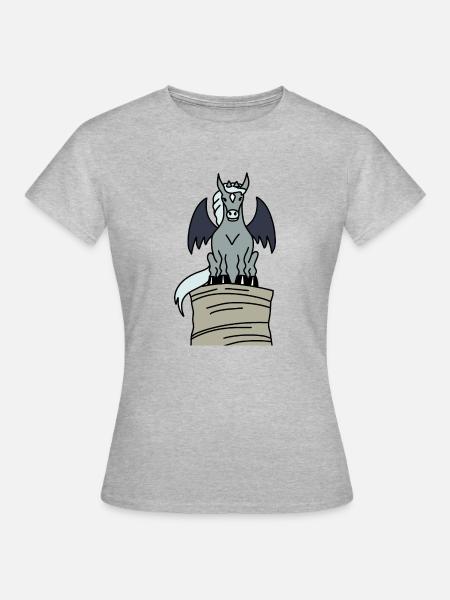Hippogoyle - Gárgola como un caballo en una gran bola de heno - Camiseta mujer - gris jaspeado