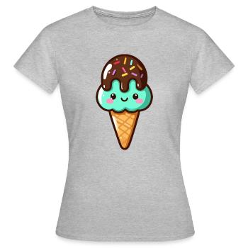 Süßes Pistazien-Schoko-Eis - Frauen T-Shirt - Grau meliert - Vorne - AI Model Female 172 dark (172cm)