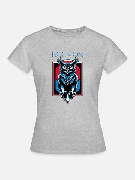 Eule - Rock on ! - Frauen T-Shirt - Grau meliert