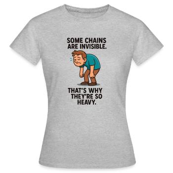 0007 chaînes invisibles - T-shirt Femme - gris chiné - Devant - AI Model Female 172 dark (172cm)