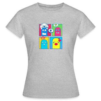 Petites créatures (bande dessinée, pop art) - T-shirt Femme - gris chiné - Devant - AI Model Female 172 dark (172cm)
