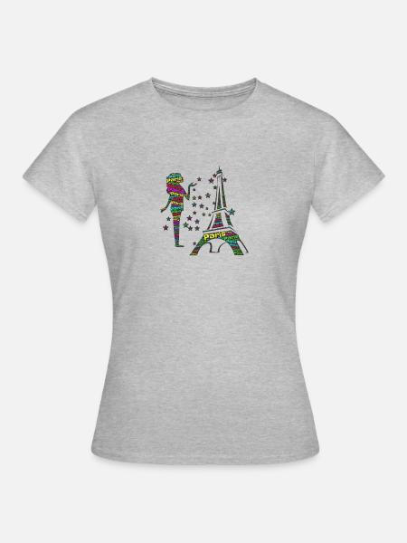 Paris a color - Camiseta mujer - gris jaspeado