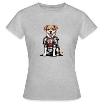 Dog Ritter Krieger Hund Geschenk Warrior Knight - Frauen T-Shirt - Grau meliert - Vorne - AI Model Female 172 dark (172cm)
