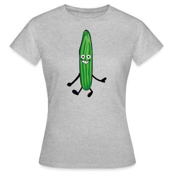 Concombre heureux,Concombre, Comique,Joyeux, Concombre - T-shirt Femme - gris chiné - Devant - AI Model Female 172 dark (172cm)