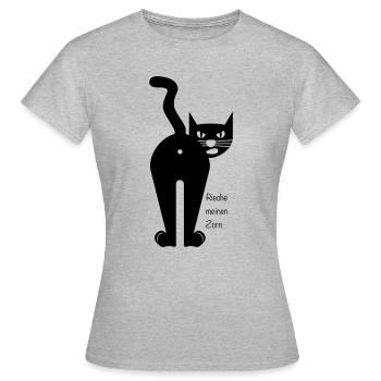 Katze Lustig Rieche meinen Zorn - Frauen T-Shirt - Grau meliert - Vorne - AI Model Female 172 dark (172cm)