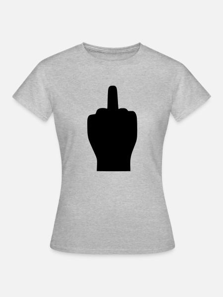 Finger-Gruß - Frauen T-Shirt - Grau meliert