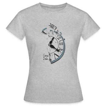 Carpe Diem - Clock - Frauen T-Shirt - Grau meliert - Vorne - AI Model Female 172 dark (172cm)