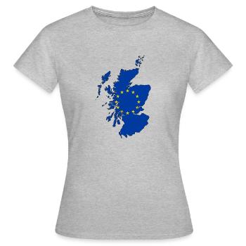 Scotland Map with EU Flag - Frauen T-Shirt - Grau meliert - Vorne - AI Model Female 172 dark (172cm)