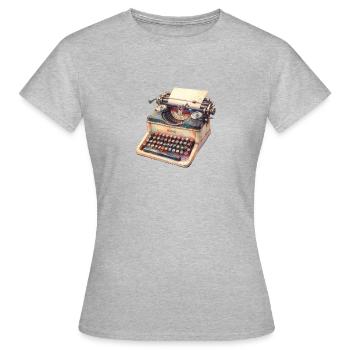Machine à écrire vintage - T-shirt Femme - gris chiné - Devant - AI Model Female 172 dark (172cm)