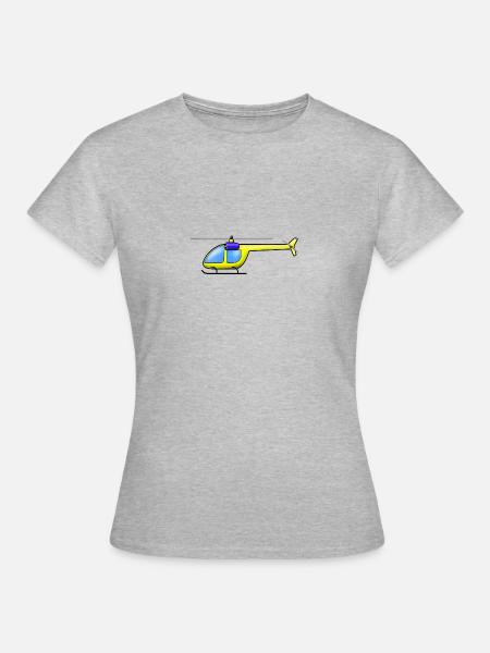 helikopter geel - Vrouwen T-shirt - grijs gemêleerd