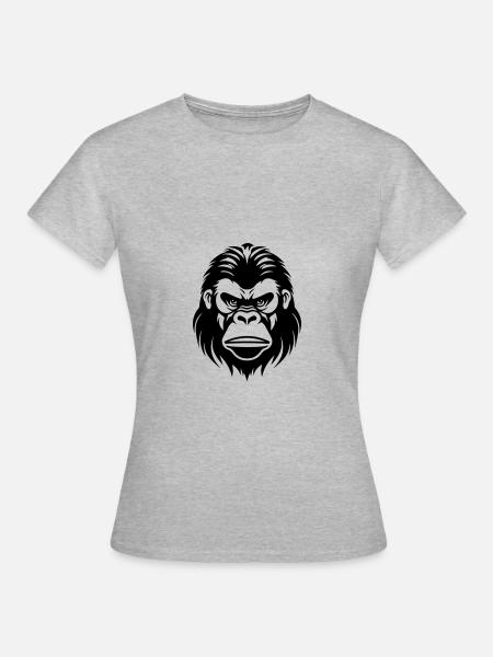 Gorilla Kopf - Frauen T-Shirt - Grau meliert