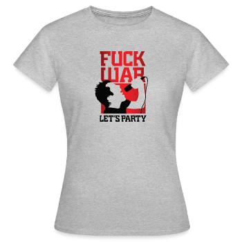 Fuck War. Laissez-nous faire la fête! - T-shirt Femme - gris chiné - Devant - AI Model Female 172 dark (172cm)