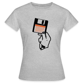 je te met disquette main - T-shirt Femme - gris chiné - Devant - AI Model Female 172 dark (172cm)