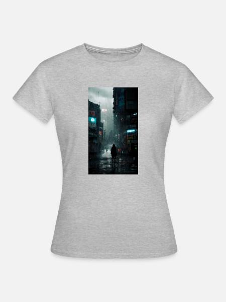Tokyo im Regen - Frauen T-Shirt - Grau meliert