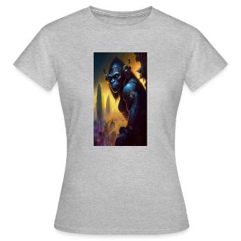 MOTHER SPACESHIP ABOVE FUTURISTIC CITY INHABITED - T-shirt Femme - gris chiné - Devant - AI Model Female 172 dark (172cm)